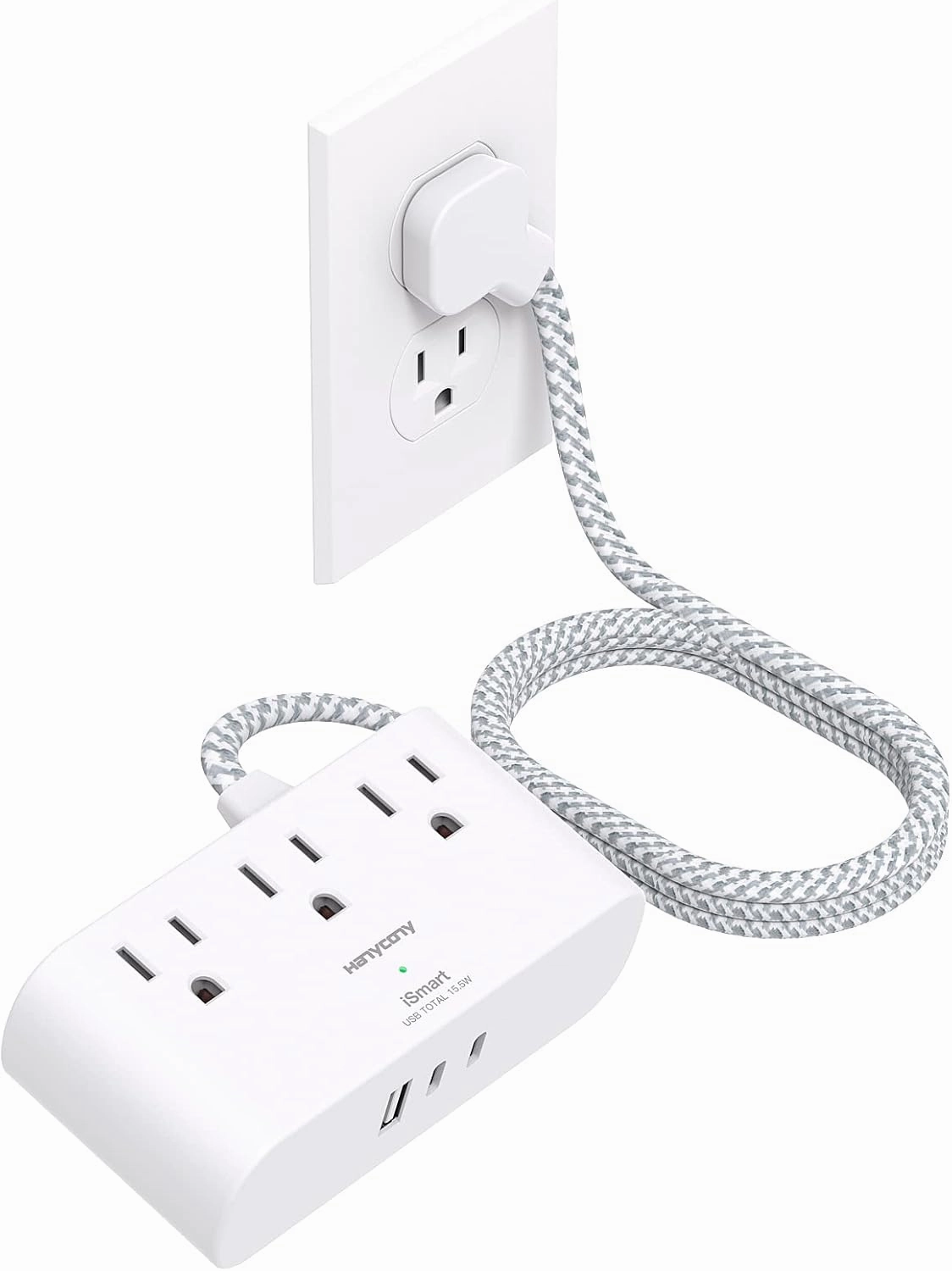 Flat Plug Power Strip 6 Ft, HANYCONY Ultra Thin Flat Extension Cord, 3 Outlets 3 USB Ports(2 USB C) Multi Plug Outlet Extender with No Surge Protector for Cruise Ship, Travel, Dorm Room Essentials power cord,hi-fi power cable,AC power lead,