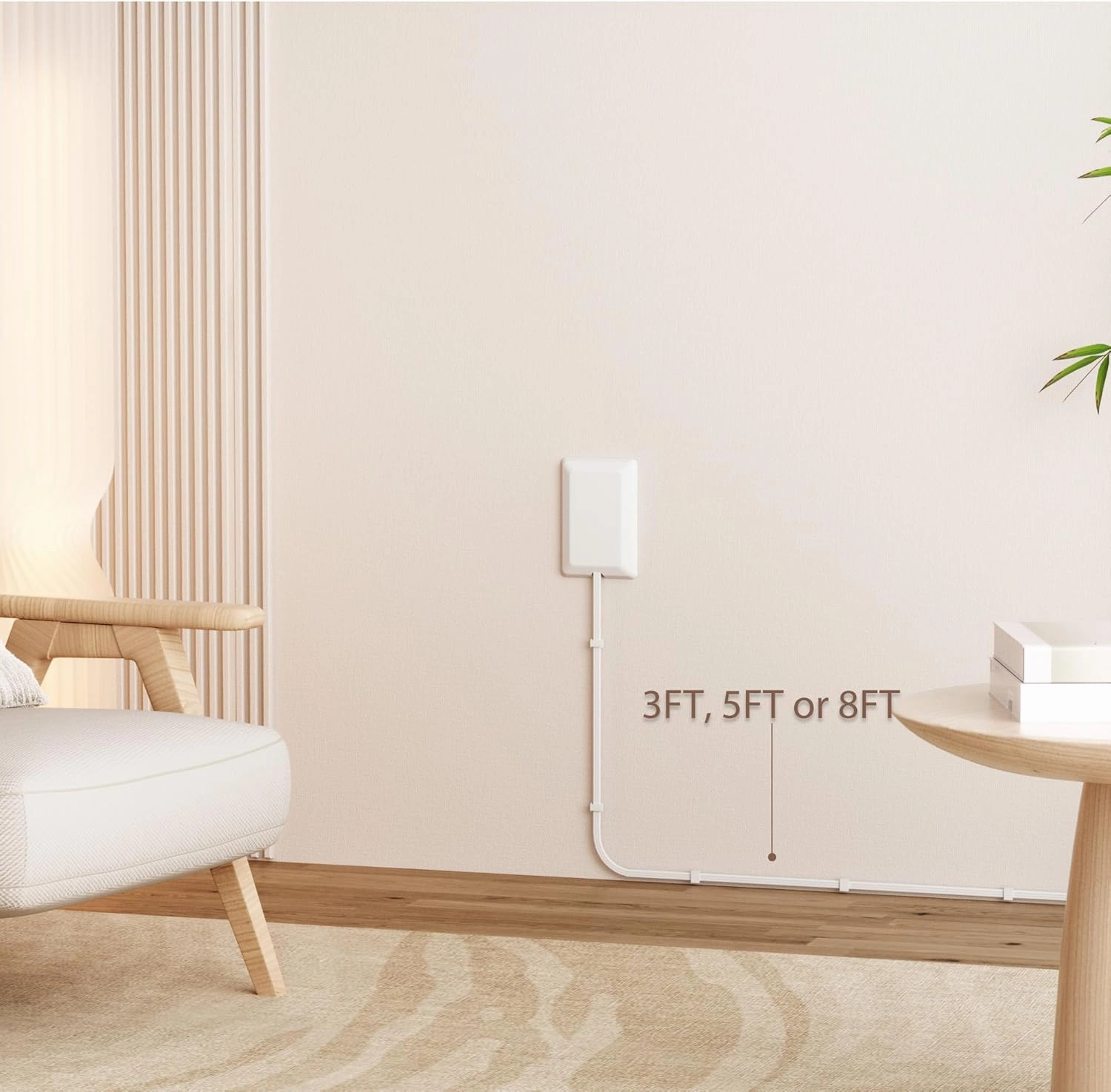Flat Plug Power Strip Wall Outlet, 3 AC Outlets, Ultra Thin Extension Cord, Multi Socket Extender for Home Office, Dorm Room Essentials for Girls and Boys (White 5ft)