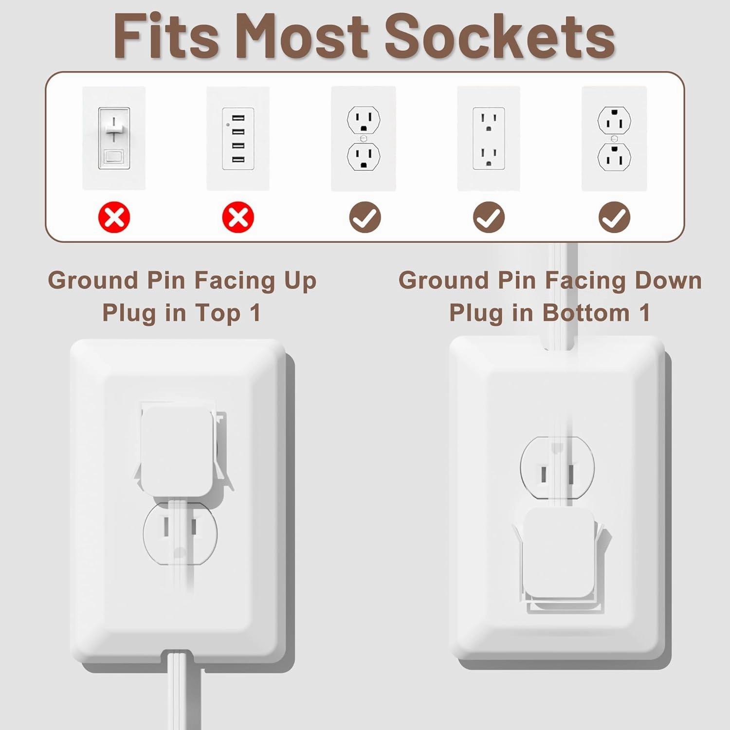Flat Plug Power Strip Wall Outlet, 3 AC Outlets, Ultra Thin Extension Cord, Multi Socket Extender for Home Office, Dorm Room Essentials for Girls and Boys (White 5ft)