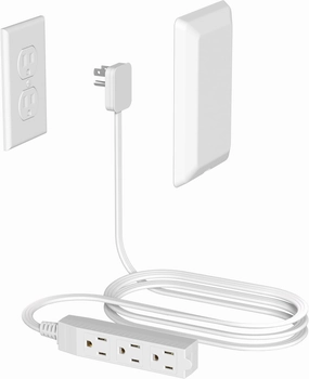 Flat Plug Power Strip Wall Outlet, 3 AC Outlets, Ultra Thin Extension Cord, Multi Socket Extender for Home Office, Dorm Room Essentials for Girls and Boys (White 5ft) power cord,hi-fi power cable,AC power lead,
