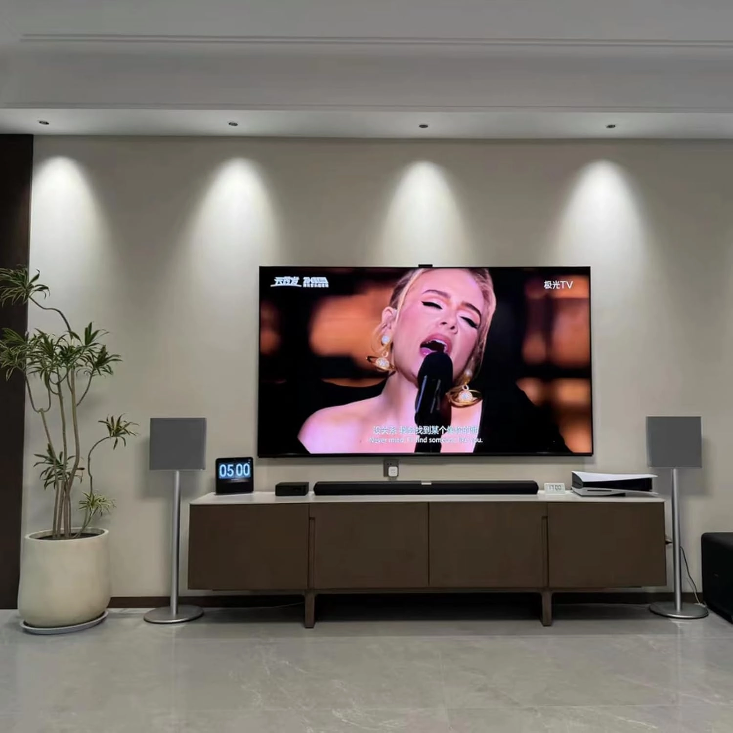Floor Stand Compatible with Sony BRAVIA Theater Quad Surround Sound System (HT-A9M2), Aluminum, Built-in Power Cord