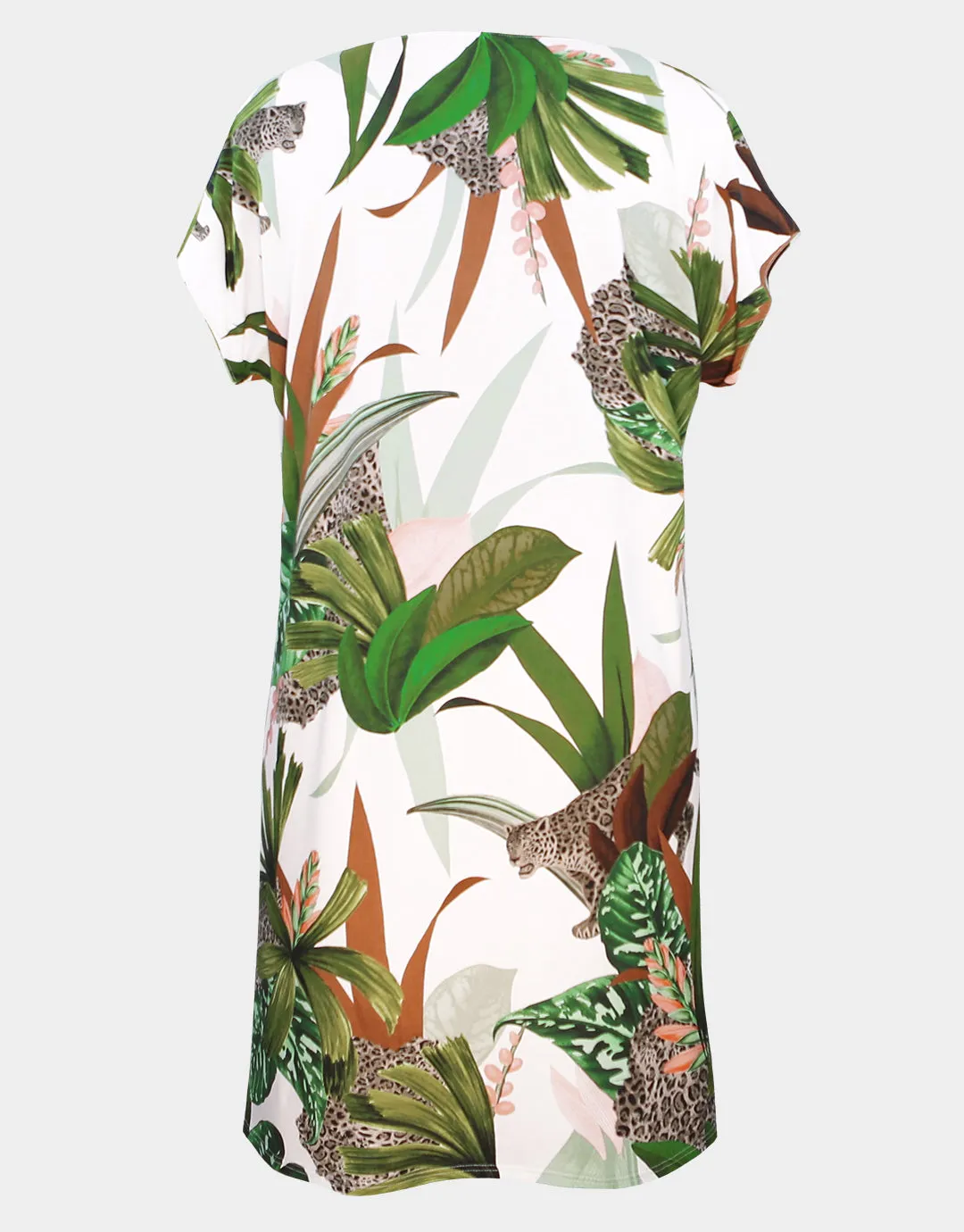 Floral Safari Beach Dress - White Jungle