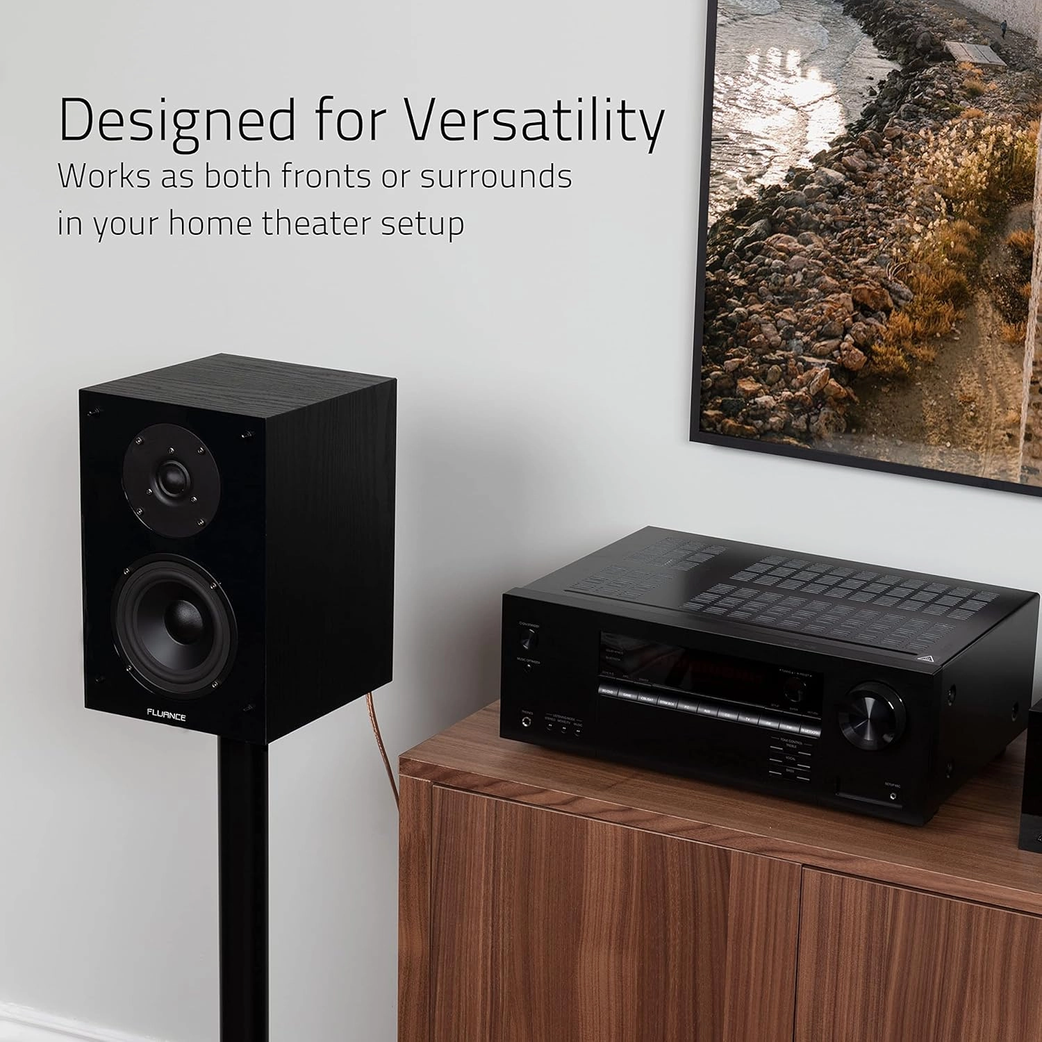 Fluance Elite High Definition 2-Way Bookshelf Surround Sound Speakers for 2-Channel Stereo Listening or Home Theater System - Black Ash/Pair (SX6-BK)