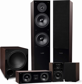 Fluance Elite High Definition Surround Sound Home Theater 5.1 Channel Speaker System Including Three-Way Floorstanding, Center Channel, Rear Surround Speakers and a DB10 Subwoofer - Walnut (SX51WR) surround sound system,cinema audio kit,5.1 surround packag