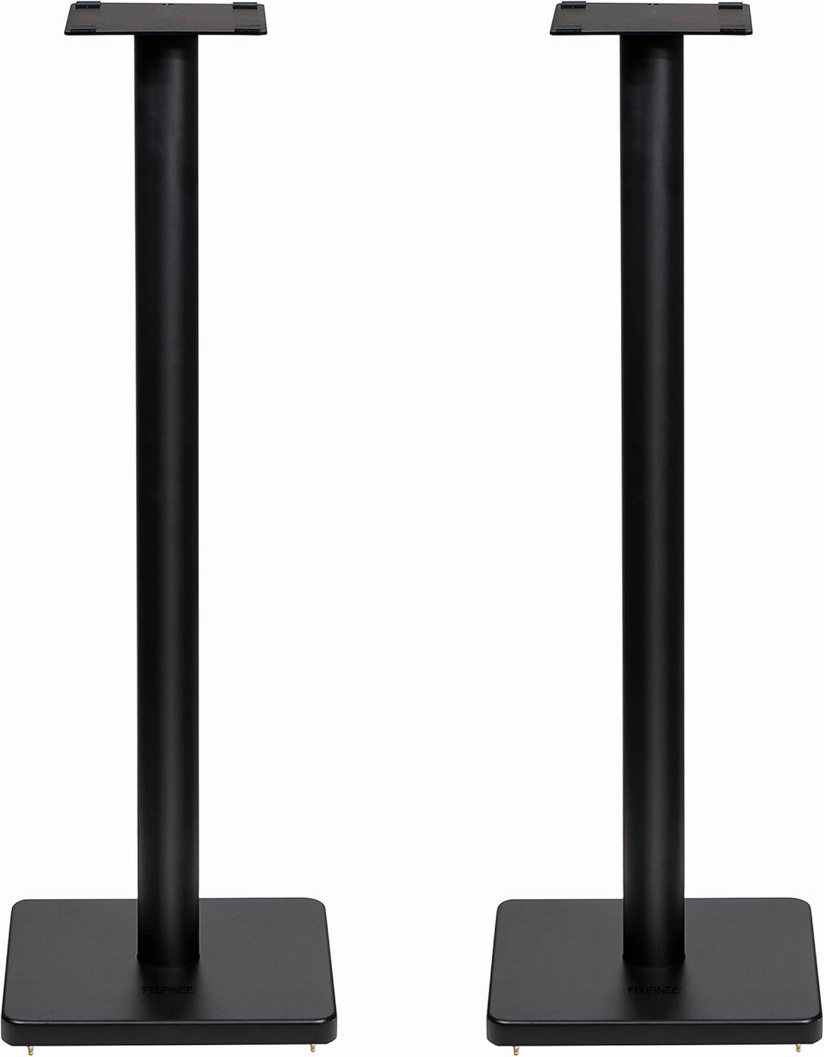 Fluance Floor Speaker Stands for Surround Sound and Bookshelf Speakers with Solid Construction, Adjustable Floor Spikes, Rubber Isolation Feet, Cable Management, Square Base - Matte Black/Pair (SS05S) speaker stands,monitor stands,floor speaker holders,
