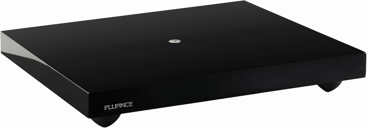 Fluance IB40 Turntable Isolation Base Anti-Vibration Wood Platform for Enhanced Sound Clarity and Superior Damping with Height Adjustable Feet, Bubble Level, Universal Compatibility- Piano Black isolation pads,speaker feet,vibration dampeners,