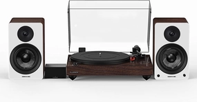 Fluance Reference RT83 High Fidelity Vinyl Turntable (Natural Walnut), PA10 Phono Preamp, Ai41 Powered 5" Bookshelf Speakers (White Walnut), Ortofon 2M Red Cartridge, 90W Class D Amplifier, Bluetooth phono preamp,turntable amplifier,record player prea
