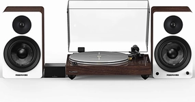 Fluance Reference RT85N HiFi Vinyl Turntable (Natural Walnut), PA10 Phono Preamp, Ai61 Powered 6.5" Bookshelf Speakers (White Walnut), Nagaoka MP-110 Cartridge, 120W Class D Amplifier, Bluetooth phono preamp,turntable amplifier,record player preamp,