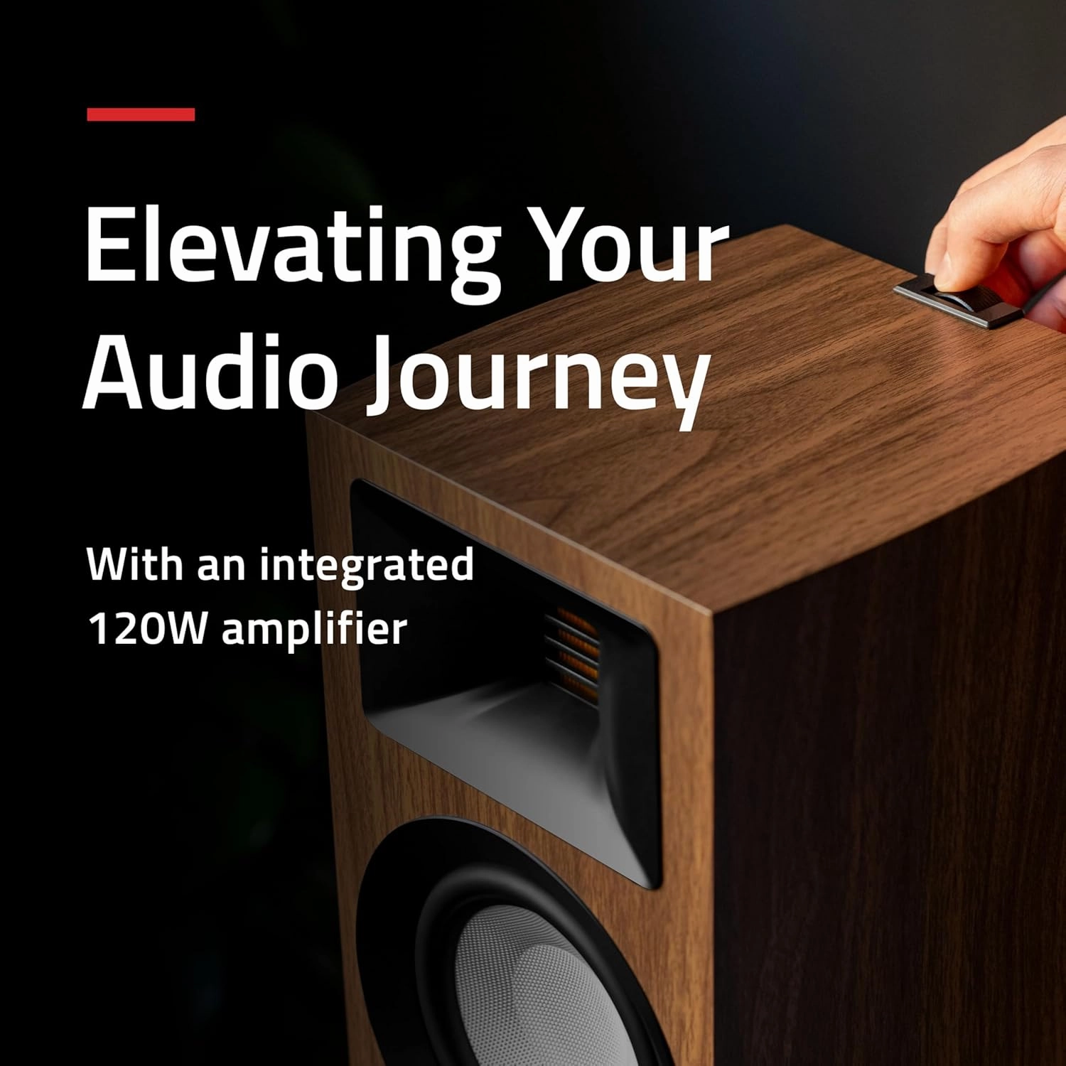 Fluance Ri71 Reference Stereo Powered Bookshelf Speakers with High Performance AMT Tweeters, 5" Drivers, 120W Amplifier for Music, Turntable, TV, PC - HDMI, Bluetooth, RCA & Subwoofer Out (Walnut)