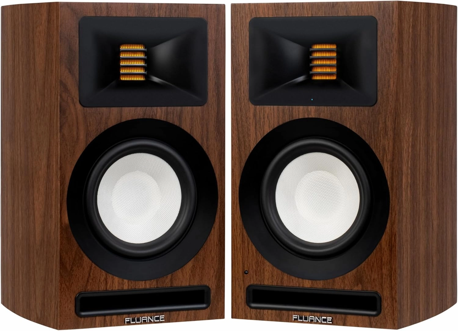 Fluance Ri71 Reference Stereo Powered Bookshelf Speakers with High Performance AMT Tweeters, 5" Drivers, 120W Amplifier for Music, Turntable, TV, PC - HDMI, Bluetooth, RCA & Subwoofer Out (Walnut) bookshelf speakers,compact stereo speakers,hi-fi s
