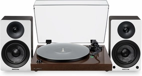 Fluance RT81  Elite HiFi Vinyl Turntable (Walnut) and Ai41 Powered Bookshelf Speakers (White Walnut) Bundle: High Fidelity Sound, Integrated Amplifier, Audio Technica Cartridge integrated amplifier,stereo receiver,hi-fi amp combo,