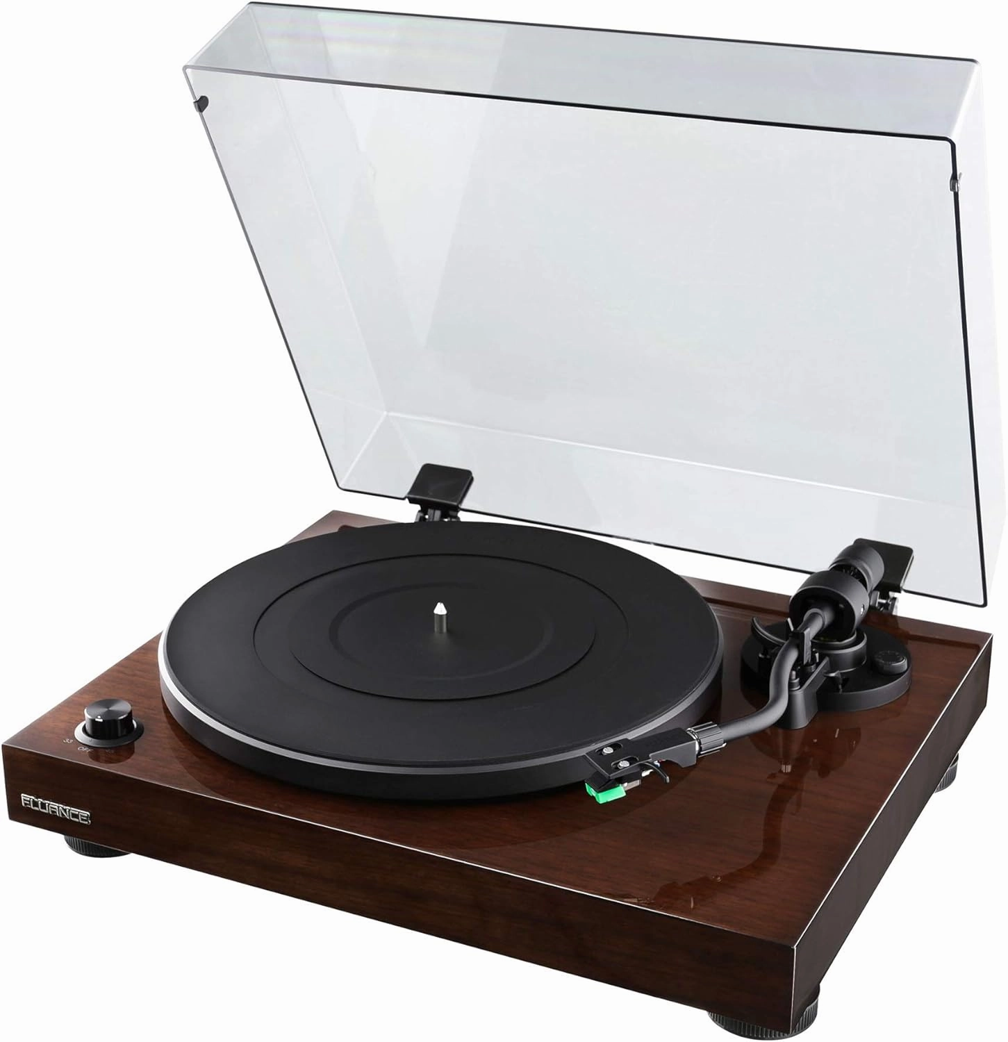 Fluance RT81 Elite High Fidelity Vinyl Turntable (Walnut) with Ai61 Powered 6.5" Stereo Bookshelf Speakers (White Walnut), Diamond Stylus, Belt Drive, Built-in Preamp, 90W Class D Amplifier, Bluetooth