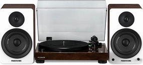 Fluance RT81 Elite High Fidelity Vinyl Turntable (Walnut) with Ai61 Powered 6.5" Stereo Bookshelf Speakers (White Walnut), Diamond Stylus, Belt Drive, Built-in Preamp, 90W Class D Amplifier, Bluetooth direct-drive turntable,DJ turntable,hi-torque viny