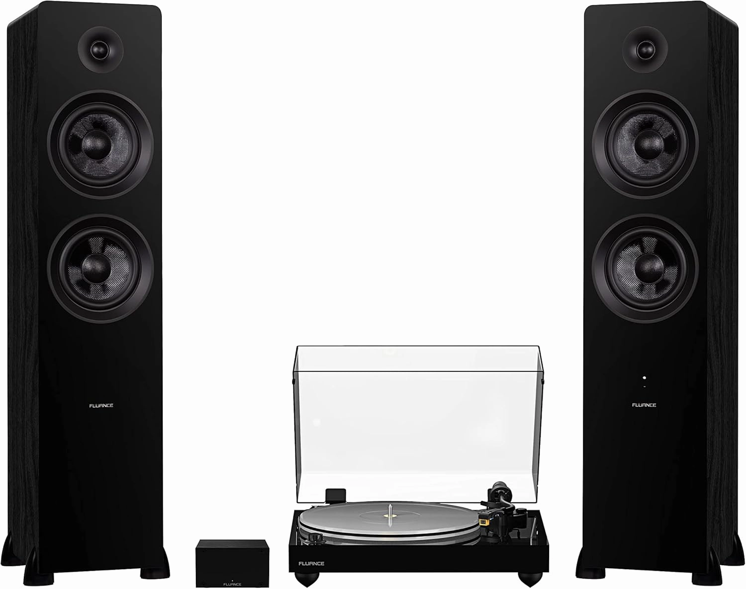 Fluance RT85N Reference High Fidelity Vinyl Turntable (Piano Black), PA10 Phono Preamp and Ai81 Powered Floorstanding Speakers (Black Ash), Nagaoka MP-110 Cartridge, 150W Class D Amplifier, Bluetooth balanced output player,audiophile player,hi-res digital 
