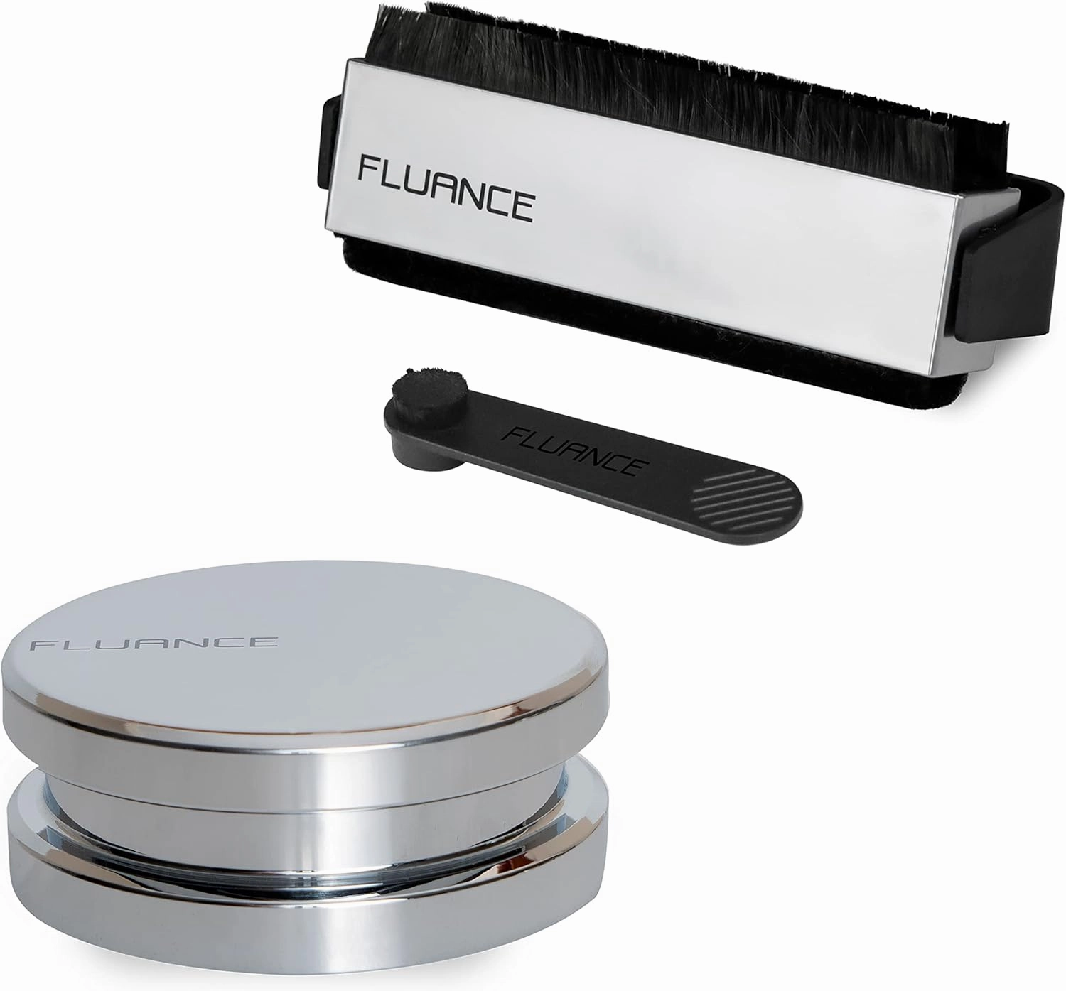 Fluance Vinyl Record Accessory Kit with Record and Stylus Anti-Static Carbon Fiber Brushes and Record Weight (VB52RW02) record cleaning kit,vinyl cleaner,stylus brush set,