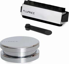 Fluance Vinyl Record Accessory Kit with Record and Stylus Anti-Static Carbon Fiber Brushes and Record Weight (VB52RW02) record cleaning kit,vinyl cleaner,stylus brush set,
