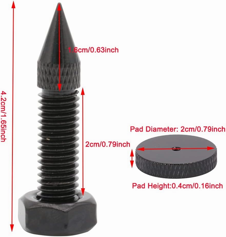 Flushbay 4 Pack Isolation Spikes Floor Protectors - Adjustable M8 Black Speaker Spikes for Subwoofer, CD DVD Player, Turntable, Recorder Chassis With Isolation Feet Pad