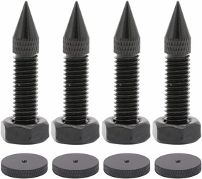 Flushbay 4 Pack Isolation Spikes Floor Protectors - Adjustable M8 Black Speaker Spikes for Subwoofer, CD DVD Player, Turntable, Recorder Chassis With Isolation Feet Pad isolation pads,speaker feet,vibration dampeners,
