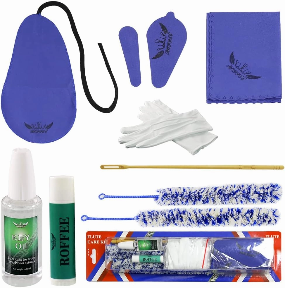 Flute Cleaning cleaner Care Maintenance Kit,Key Oil,Cork Grease,Swab,Cleaning Cloth,2PCS Cleaning Brush,Cleaning Rod record cleaning kit,vinyl cleaner,stylus brush set,