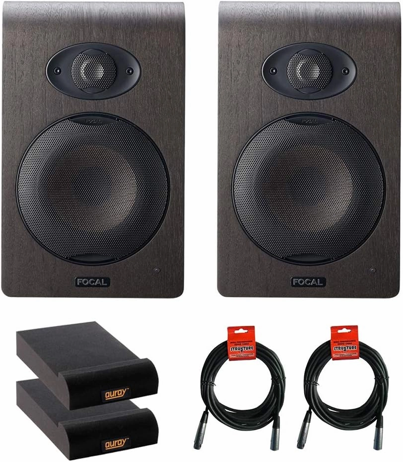 Focal Shape 50 5.0" Active 2-Way Studio Monitor (Pair) with 2x Small Isolation Pads & 2x XLR-XLR Cable Bundle studio monitors,nearfield speakers,mixing reference monitors,