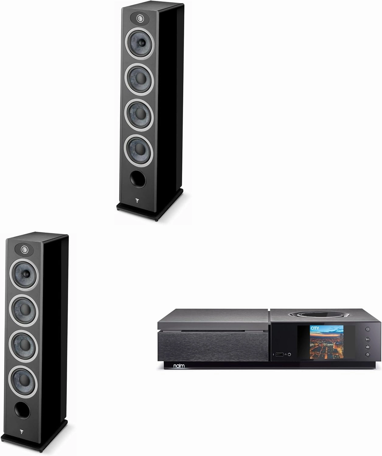 Focal Vestia No3 Black 3-Way Speakers (2X) with Naim Uniti Star Network Streamer (Uniti-Star) Bundle network streamer,wireless audio player,Wi-Fi music streamer,