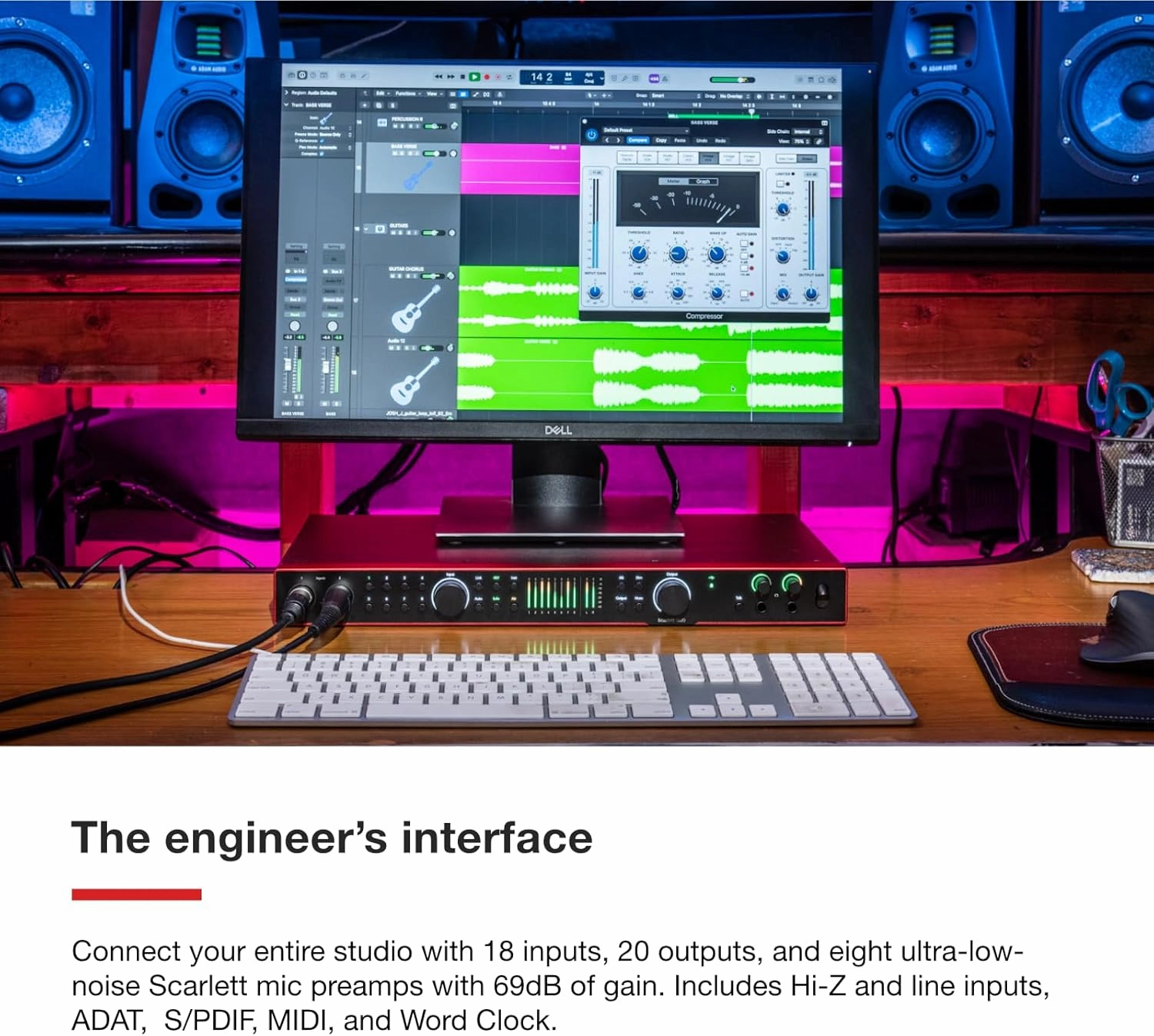 Focusrite Scarlett 18i20 4th Gen USB Audio Interface, for Multitrack Recording, Music Production and Podcasting  High-Fidelity, Studio Quality Recording, and All the Software You Need to Record