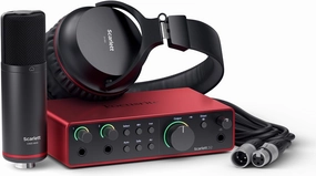 Focusrite Scarlett 2i2 Studio 4th Gen USB Audio Interface Bundle for the Songwriter with Condenser Microphone and Headphones for Recording, Streaming, and Podcasting audio interface,USB interface,music recording input,
