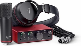 Focusrite Scarlett Solo Studio 4th Gen USB Audio Interface Bundle for the Songwriter, Guitarist or Vocalist with Condenser Microphone and Headphones for Recording, Songwriting, and Podcasting audio interface,USB interface,music recording input,