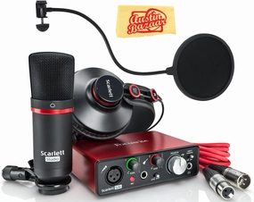 Focusrite Scarlett Solo Studio USB Audio Interface Bundle with Pop Filter, XLR Cable and Polishing Cloth audio interface,USB interface,music recording input,