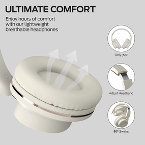 Foldable Bluetooth Headphones with Hidden Mic, Portable Over-Ear Wireless Headphones for Cell Phone, PC, Laptop, Suitable for Music, School, Workouts, and Gaming (White) over-ear headphones,closed back headphones,wireless studio cans,