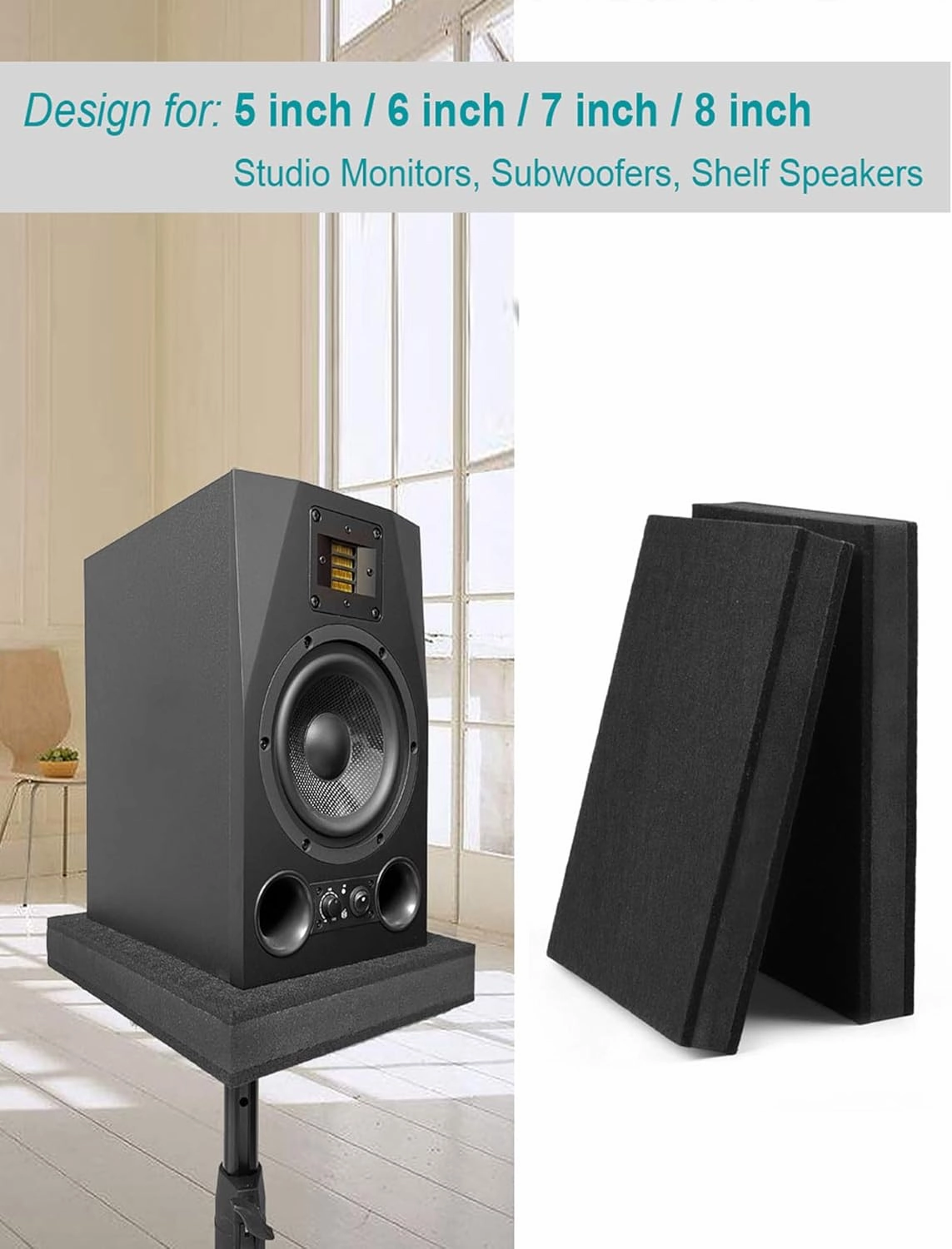 for 5''- 8'' Studio Monitor Speaker Noise Isolation Pads 3-Layer Acoustic Stand Riser Foam Subwoofer Isolation Pad Audio Vibration Platform Stabilizer