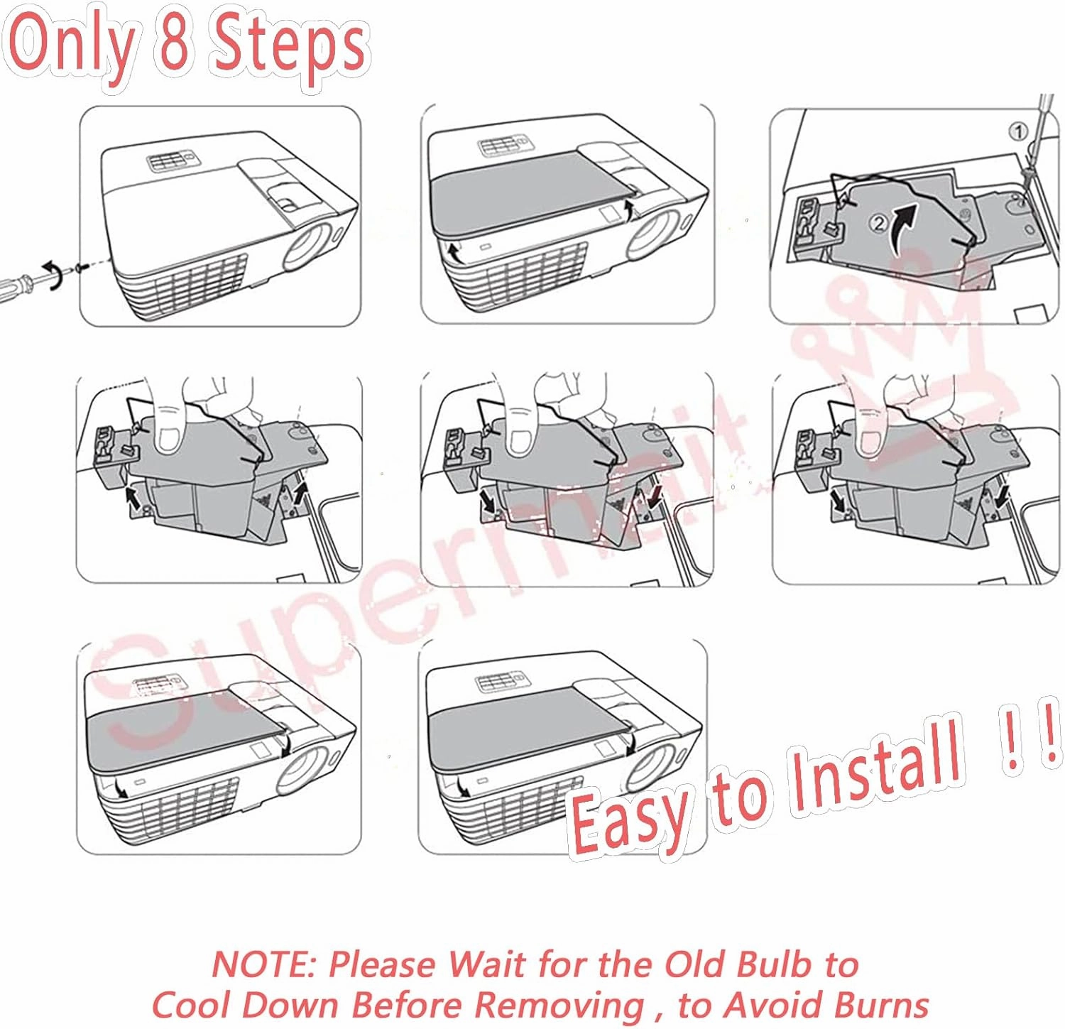 for EPSON ELPLP85 / V13H010L85 Replacement Projector Lamp,Fit for EPSON PowerLite Home Cinema 3000 3100 3200 3500 3600e 3700 3800 3900 EH-TW6600 EH-TW6700 EH-TW6800 Replacement Bulb,Like OEM
