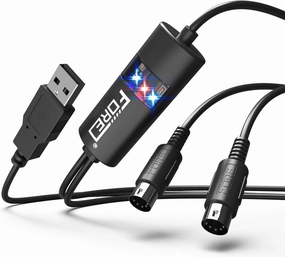 FORE MIDI to USB Interface MIDI Adapter with Input&Output Connecting with Keyboard/Synthesizer for Editing&Recording Track work with Windows/Mac OS for Studio USB 2.0 Color Black - 6.5Ft audio interface,USB interface,music recording input,
