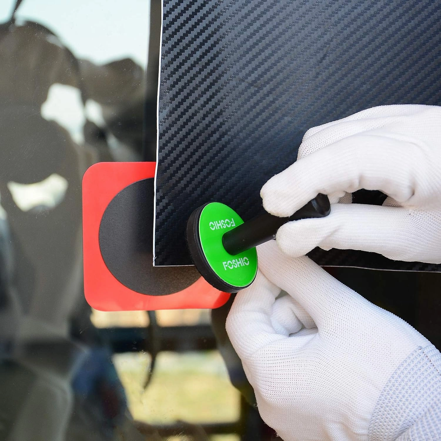 FOSHIO 8PCS Green Car Vinyl Wrap Magnet Holder Tints Tool Refrigerator Magnets