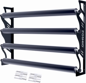 FOSHIO Vinyl Holder with Mounting Hardware,Metal Rack Heavy Duty Vinyl Storage Tool for 4 Rollers of Vinyl,Transfer Paper Tape,Wallpaper,Window Film,Wall Mount Garage Workshop,Rollers Not Included vinyl accessories,turntable parts,record player tools,