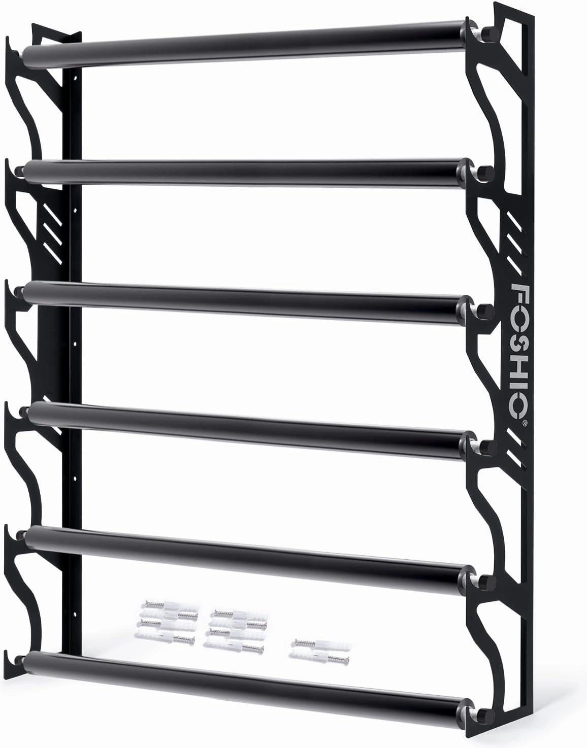 FOSHIO Vinyl Roll Holder, Metal Vinyl Rack with Mounting Hardware Wall Mounted for Pulling 6 Rollers of Vinyl, Transfer Paper Tape, Wallpaper, Window Film, Garage Workshop, Rollers Not Included vinyl accessories,turntable parts,record player tools,
