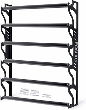 FOSHIO Vinyl Roll Holder, Metal Vinyl Rack with Mounting Hardware Wall Mounted for Pulling 6 Rollers of Vinyl, Transfer Paper Tape, Wallpaper, Window Film, Garage Workshop, Rollers Not Included vinyl accessories,turntable parts,record player tools,