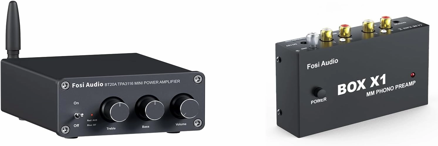 Fosi Audio Box X1 MM Phono Preamplifier and BT20A Bluetooth 5.0 Stereo Audio 2 Channel Amplifier Receiver phono preamp,turntable amplifier,record player preamp,