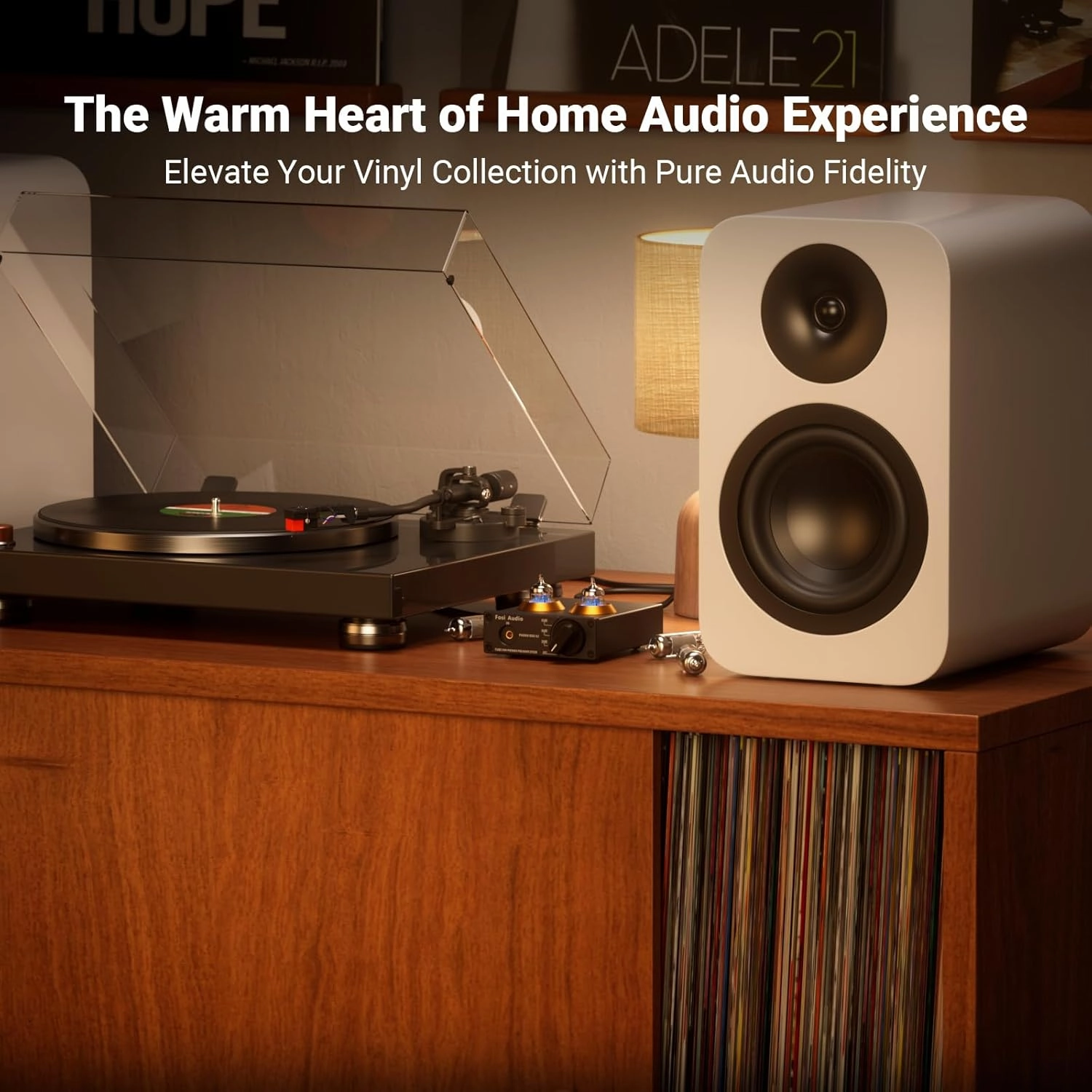 Fosi Audio Box X2 Phono Preamp, Mini Stereo Audio Hi-Fi Preamplifier with Gain Gear and Music Visualizer, Sound Pickup Spectrum Analyzer, Vintage Tube RGB Ambient Light phono preamp,turntable amplifier,record player preamp,