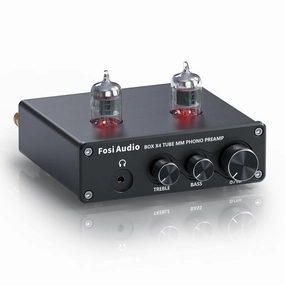 Fosi Audio Box X4 Phono Preamp with JAN 5725W Vacuum Tubes for MM Turntable Phonograph Record Player with Volume Bass Treble Control tube amplifier,valve amp,audiophile tube stereo,