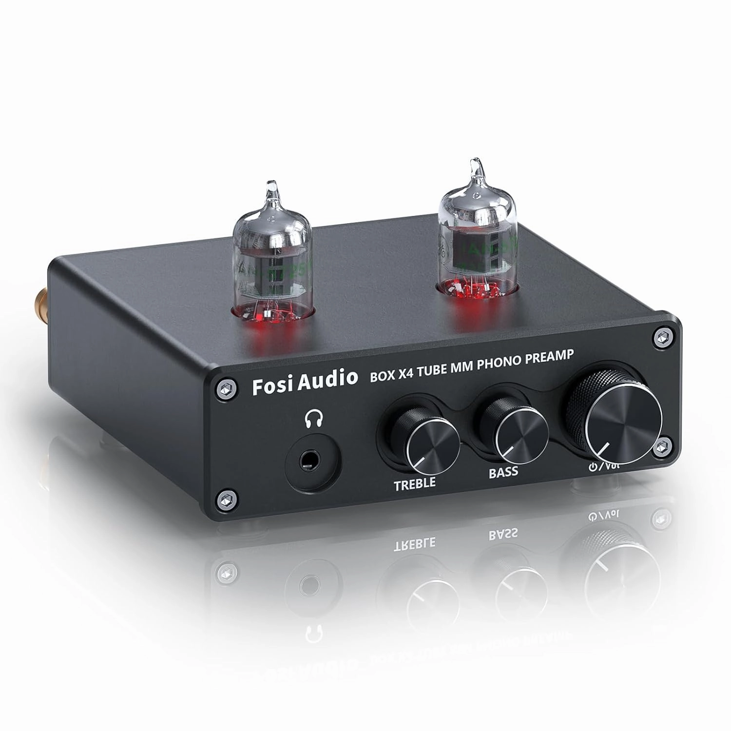 Fosi Audio Box X4 Phono Preamp with JAN 5725W Vacuum Tubes for MM Turntable Phonograph Record Player with Volume Bass Treble Control tube amplifier,valve amp,audiophile tube stereo,