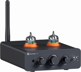 Fosi Audio P3 Tube Preamp Headphone Amplifier Home Audio Preamplifier Mini Vacuum Pre Amp Receiver with Bluetooth aptX LL HD Bass Treble Tone Controls for HiFi Stereo Active Speakers with RCA AUX Jack tube amplifier,valve amp,audiophile tube stereo,
