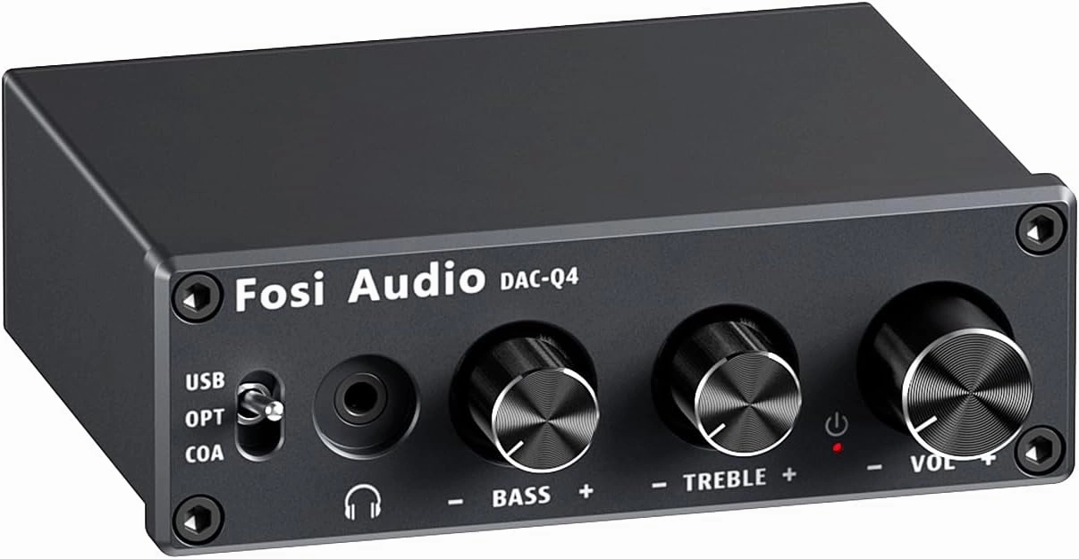 Fosi Audio Q4 DAC Headphone Amp for PC, Desktop Digital to Analog Audio Converter for Home Stereo Amplifier and Powered Speakers, PC-USB/Optical/Coaxial Inputs, 3.5mm Headphone/RCA Outputs power amplifier,stereo amp,hi-fi power amp,