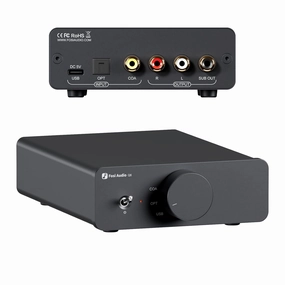 Fosi Audio Q6 Mini Desktop DAC, USB C Digital to Analog Audio Converter for Home Stereo Amplifier and Headphone Amp, Optical/Coaxial Input, RCA Output/Sub-Out, High-Resolution 32bit/768kHz DSD512 DAC,USB audio converter,digital to analog converter,