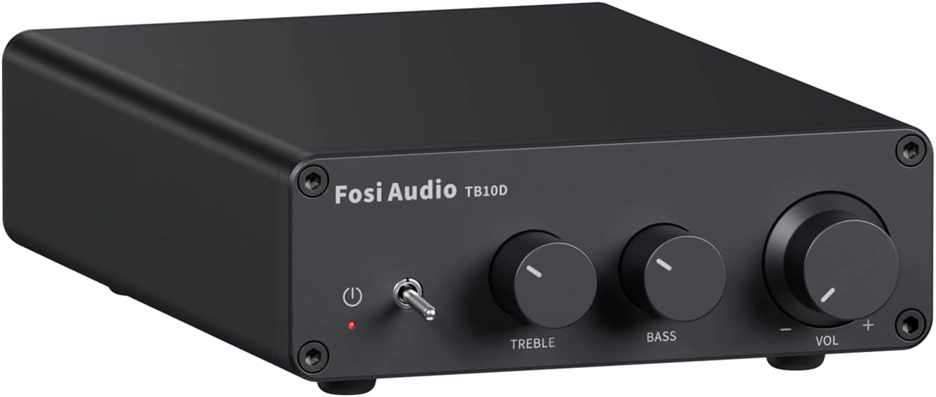 Fosi Audio TB10D 2 Channel Stereo Amplifier, Class D Mini Power Integrated Amplifiers 600W for Passive Speakers/Bass Shaker, Home Audio Component Desktop Amp Receiver TPA3255 with Bass Treble Control integrated amplifier,stereo receiver,hi-fi amp combo,