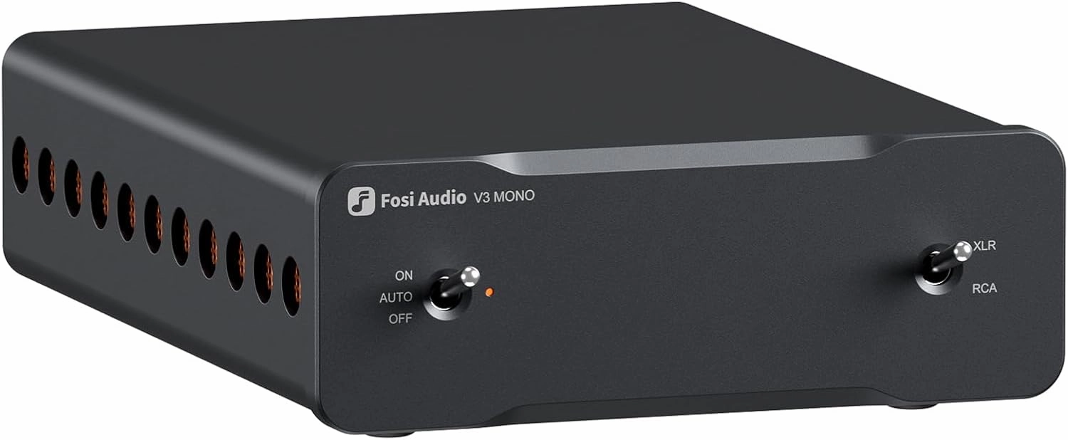 Fosi Audio V3 Mono Power Amplifier for Home Audio Speakers, Mini Monoblock Class D Amp with TPA3255, 240W for HiFi Home Theater AVR Receiver Component, RCA/XLR Balanced Inputs 48V/5A Power integrated amplifier,stereo receiver,hi-fi amp combo,