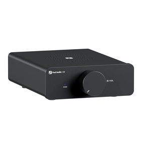 Fosi Audio V3 Stereo Amplifier Home Audio 300 Watts x2 Power TPA3255 Class D Mini Speaker Amp 2 Channel Audio Component for Passive Bookshelf Tower Speakers Desktop Home Theater with 48V Power Supply integrated amplifier,stereo receiver,hi-fi amp combo,