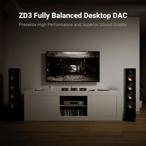 Fosi Audio ZD3 Desktop DAC Preamp, Fully Balanced Digital to Analog Audio Converter with ES9039Q2M for Home Stereo Amplifier, Bluetooth/USB/Optical/Coax/TV HDMI ARC Input, XLR/RCA Output with Remote network audio player,digital streamer,audio file player,