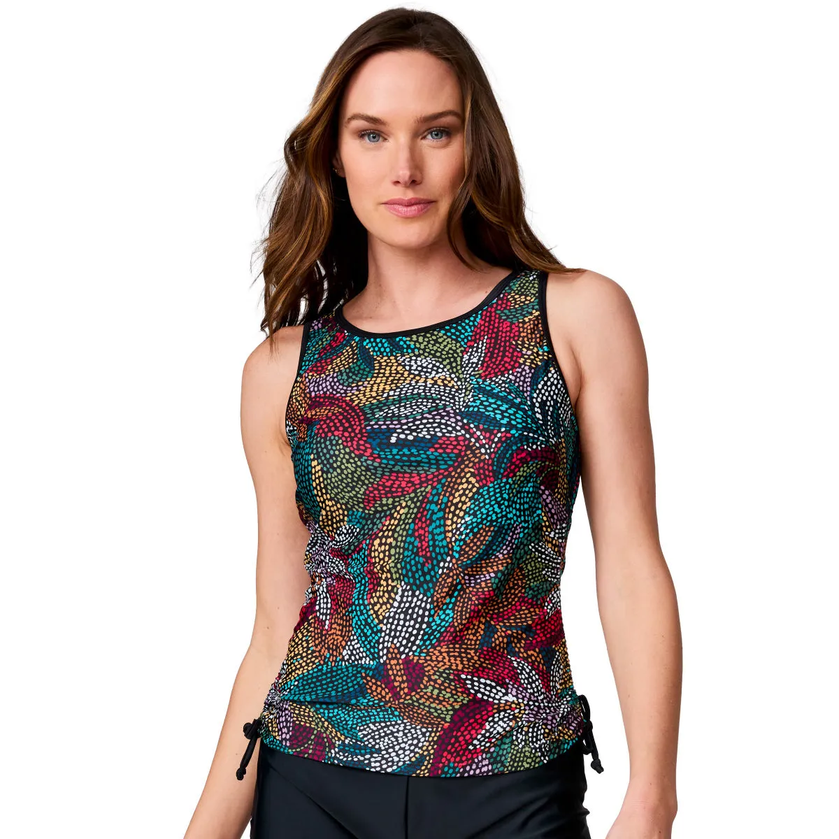 Free Country Women's Full Side Shirring Tankini Top