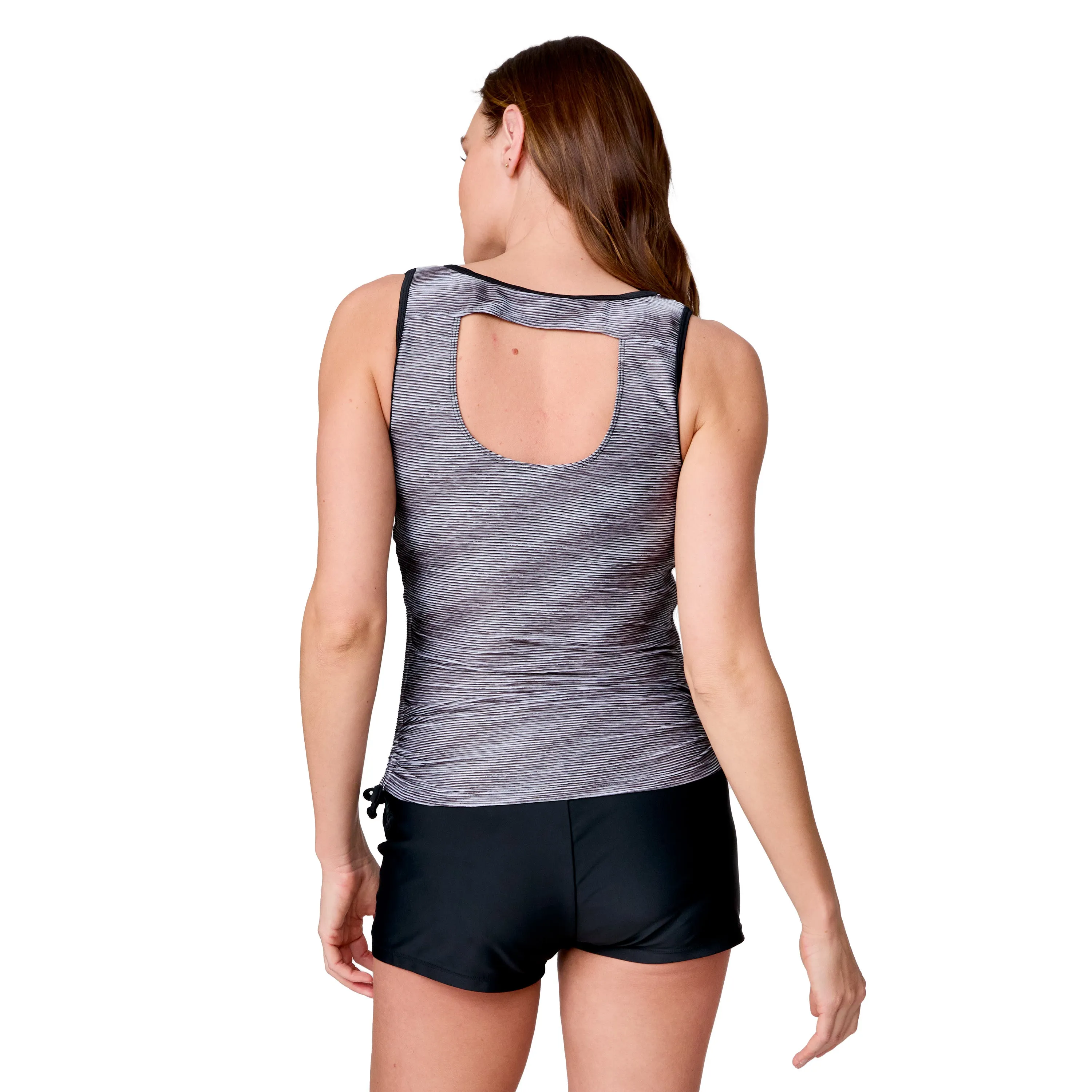 Free Country Women's Full Side Shirring Tankini Top